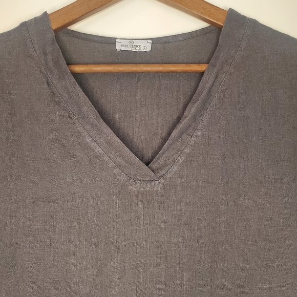 Pure Venice by Eternelle Linen Top – Size L – Dark Grey - Picture 2 of 6